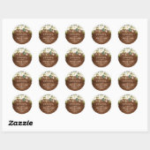 Sticker Rond Elégant Roses Blanches Dentelle Mariage en bois ru (Feuille)