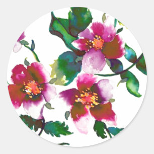 Sticker Rond Élégant roses floraux de magenta rose