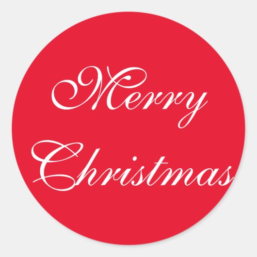 Sticker Rond Élégant Rouge blanc Script Joyeux Noël (Devant)
