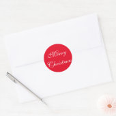 Sticker Rond Élégant Rouge blanc Script Joyeux Noël (Enveloppe)