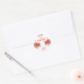 Sticker Rond Elégant Rouge Poppy Verdure Amour & Merci (Enveloppe)