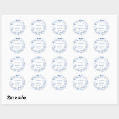 Sticker Rond Elégant Royal Blue Floral Mariage (Feuille)