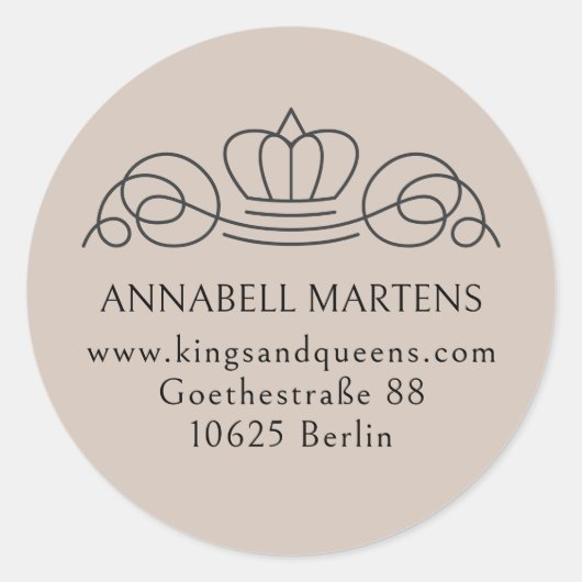 Sticker Rond Elégant, royal, salon, brun clair + noir (Devant)