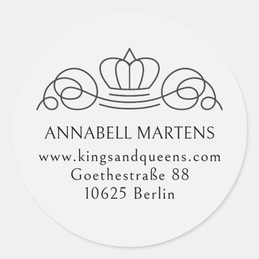 Sticker Rond Elégant, royal, salon, gris clair + noir (Devant)
