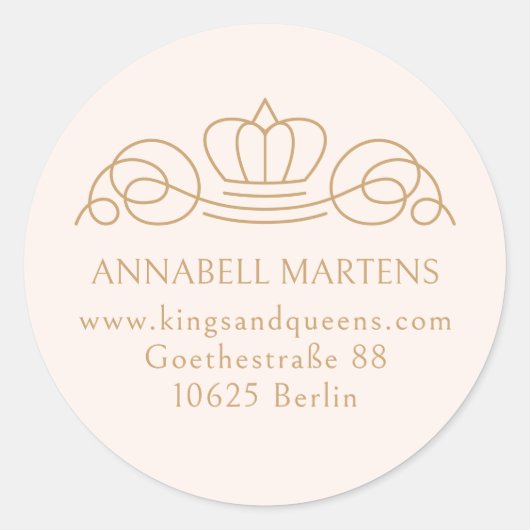 Sticker Rond Elégant, royal, salon, rose vif+ beige-marron (Devant)