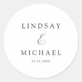 Sticker Rond Elegant Royal White Script Wedding (Devant)