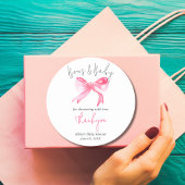 Sticker Rond Élégant Ruban rose vaches et Baby shower bébé fill