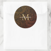 Sticker Rond Élégant Rust Orange Or Floral Script Monogramme (Sac)