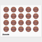 Sticker Rond Elegant Rustic Wood Grain Texture Arched Wedding (Feuille)
