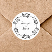 Sticker Rond Elégant Rustique Fleur sauvage Folk Wedding Favor