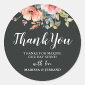 Sticker Rond Elégant Rustique Floral Gold Frame Mariage Faveurs (Devant)