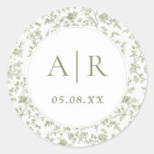 Sticker Rond Elegant Sage Chinoiserie Mariage (Devant)