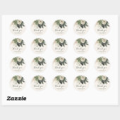 Sticker Rond Elégant Sage et ivoire Mariage floral Merci (Feuille)