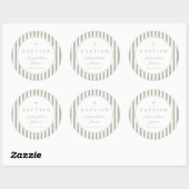 Sticker Rond Elegant Sage Green Cross Boy Baptism  (Feuille)