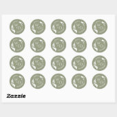 Sticker Rond Élégant Sage Green Folio Double anneau Monogramme (Feuille)