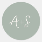 Sticker Rond Élégant Sage Green Mariage moderne (Devant)