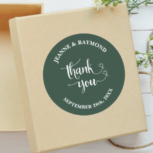 Sticker Rond Elégant Sage Green Merci Mariage Favor