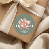 Sticker Rond Élégant Sage Green Rose Gold Star Noël