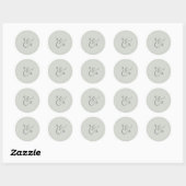 Sticker Rond Elégant Sage Mint Monogramme Mariage Enveloppe Sea (Feuille)