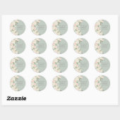 Sticker Rond Elégant Sage Vert Aquarelle Mariage Floral (Feuille)