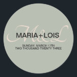 Sticker Rond Élégant Sage Vert rose Mariage Monogramme<br><div class="desc">Balises de préférence monogramme pour le Mariage</div>