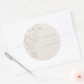 Sticker Rond Elegant Sage Vintage Floral Wedding (Enveloppe)