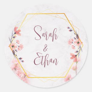 Sticker Rond Élégant Sakura Fleur de cerise rose