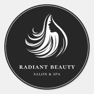 Sticker Rond Élégant Salon Spa Logo moderne Noir