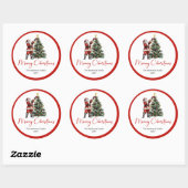 Sticker Rond Elegant Santa Claus Red White Script Font Holiday (Feuille)
