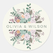 Sticker Rond Elégant sauge botanique Vert chic Floral (Devant)