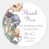 Sticker Rond Élégant Saumon violet et des pavots, Merci (Devant)