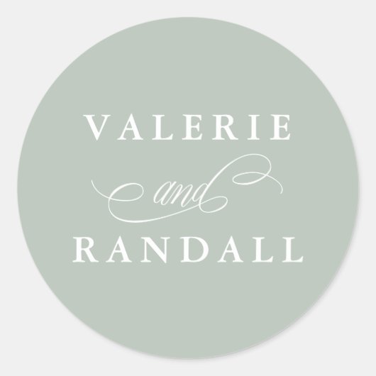Sticker Rond Elégant Sceau d'enveloppe Mariage vert subtil (Devant)