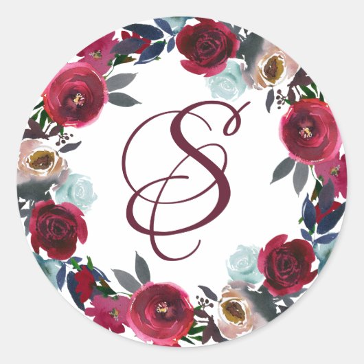 Sticker Rond Elégant sceau d'enveloppe monographique rouge Bour (Devant)