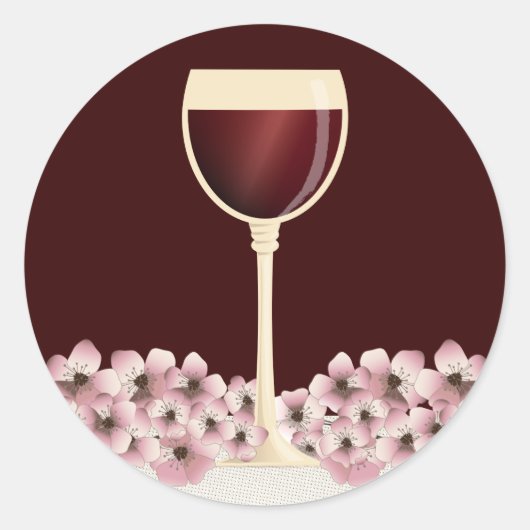 Sticker Rond Elégant Sceau d'enveloppe rouge Vin & Fleur (Devant)
