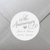 Sticker Rond Élégant Script 60e Anniversaire de Mariage de Diam