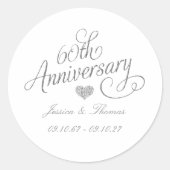Sticker Rond Élégant Script 60e Anniversaire de Mariage de Diam (Devant)
