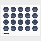 Sticker Rond Élégant Script Blue Graduation (Feuille)
