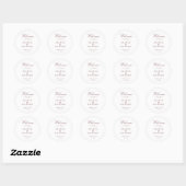 Sticker Rond Elégant script bordeaux simple mariage faveur (Feuille)