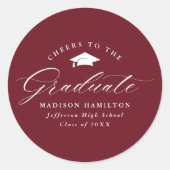 Sticker Rond Élégant Script Bourgogne à la fin de l'année (Devant)