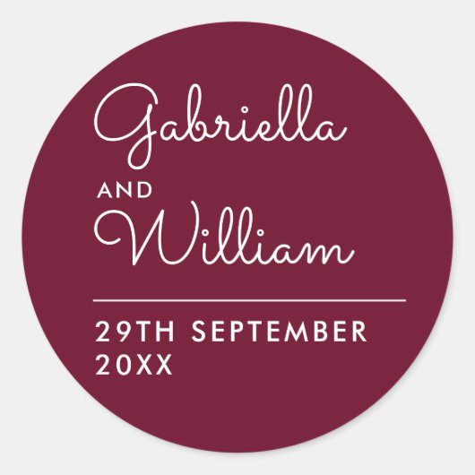 Sticker Rond Élégant Script Bourgogne Favoriser Sticke Rond Cla (Devant)