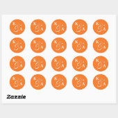 Sticker Rond Élégant Script brillant Orange Mariage Monogramme (Feuille)