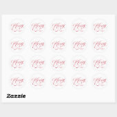 Sticker Rond Élégant script calligraphique rouge joyeux pour le (Feuille)