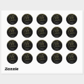 Sticker Rond Élégant Script Cinquante et fabuleux anniversaire (Feuille)