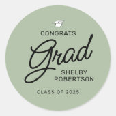Sticker Rond Élégant Script Congrats Grad Grad Graduation Party (Devant)