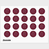 Sticker Rond Élégant Script Couples Monogramme Merci Favor (Feuille)