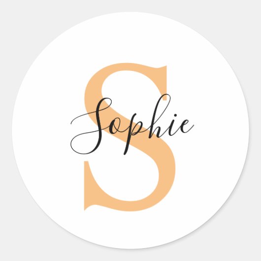 Sticker Rond Elegant Script Custom Name Personalized Gift (Devant)