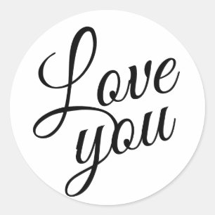 Sticker Rond Élégant script Cute Lote Love You Citation