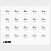 Sticker Rond Élégant script d'amour Mariage Classic Round Stick (Feuille)