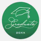 Sticker Rond Élégant Script de Graduation Enveloppe verte Sceau (Devant)