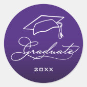 Sticker Rond Élégant Script de Remise des Diplômes Sceau d'Enve (Devant)